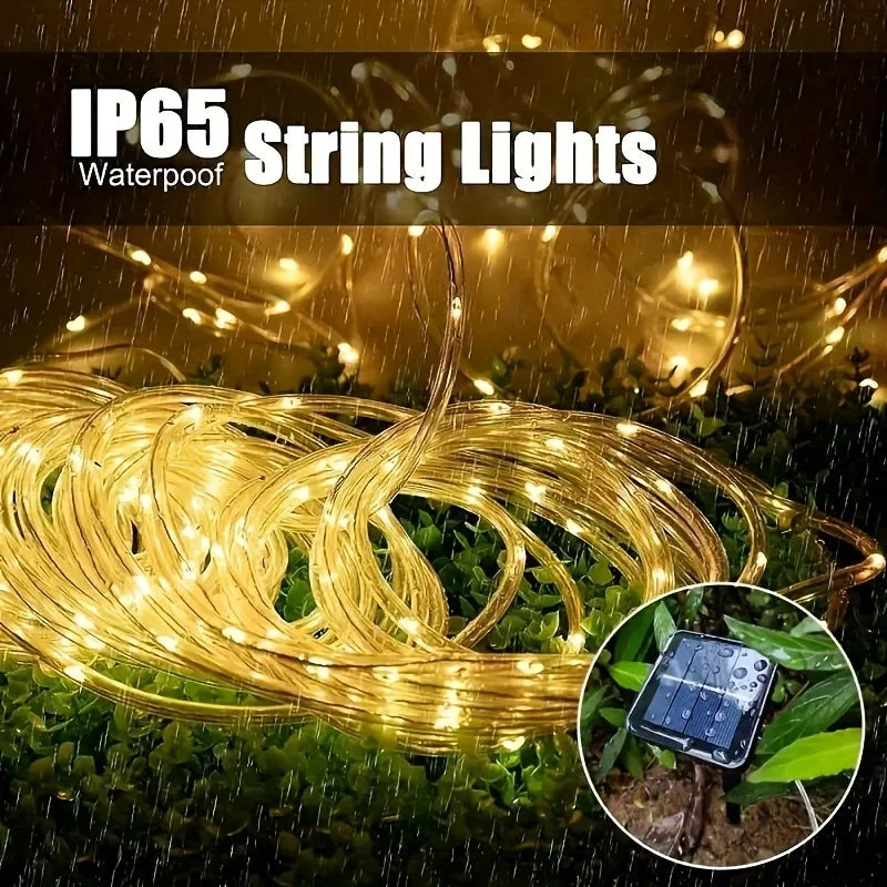 Solar Rope Fairy Lights – 8 Modes Waterproof Outdoor Garland
