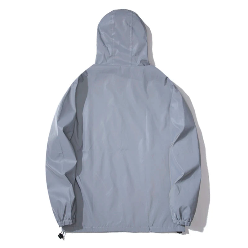 NEW Size Night Reflective Hooded Windbreaker Jacket – Waterproof Double Fabric for Men