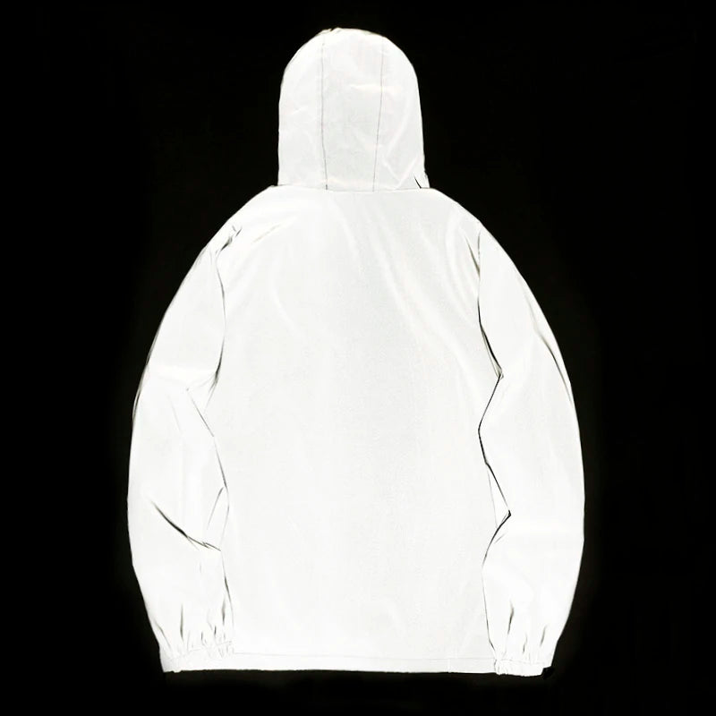 NEW Size Night Reflective Hooded Windbreaker Jacket – Waterproof Double Fabric for Men