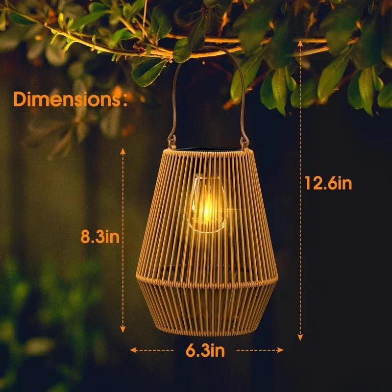 Handwoven Solar Lantern for Garden, IP65 Waterproof Outdoor Light