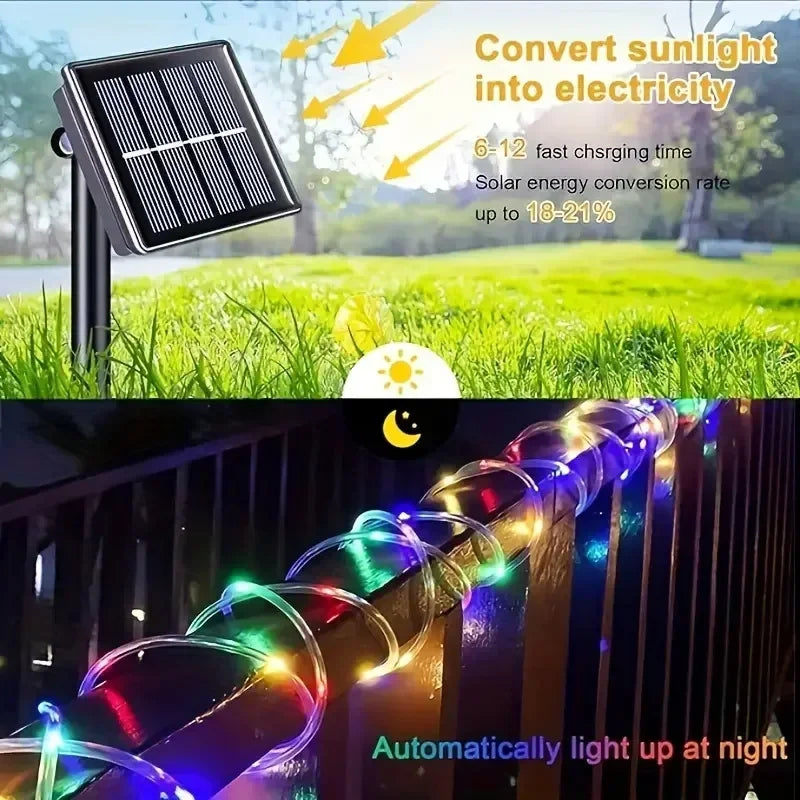Solar Rope Fairy Lights – 8 Modes Waterproof Outdoor Garland