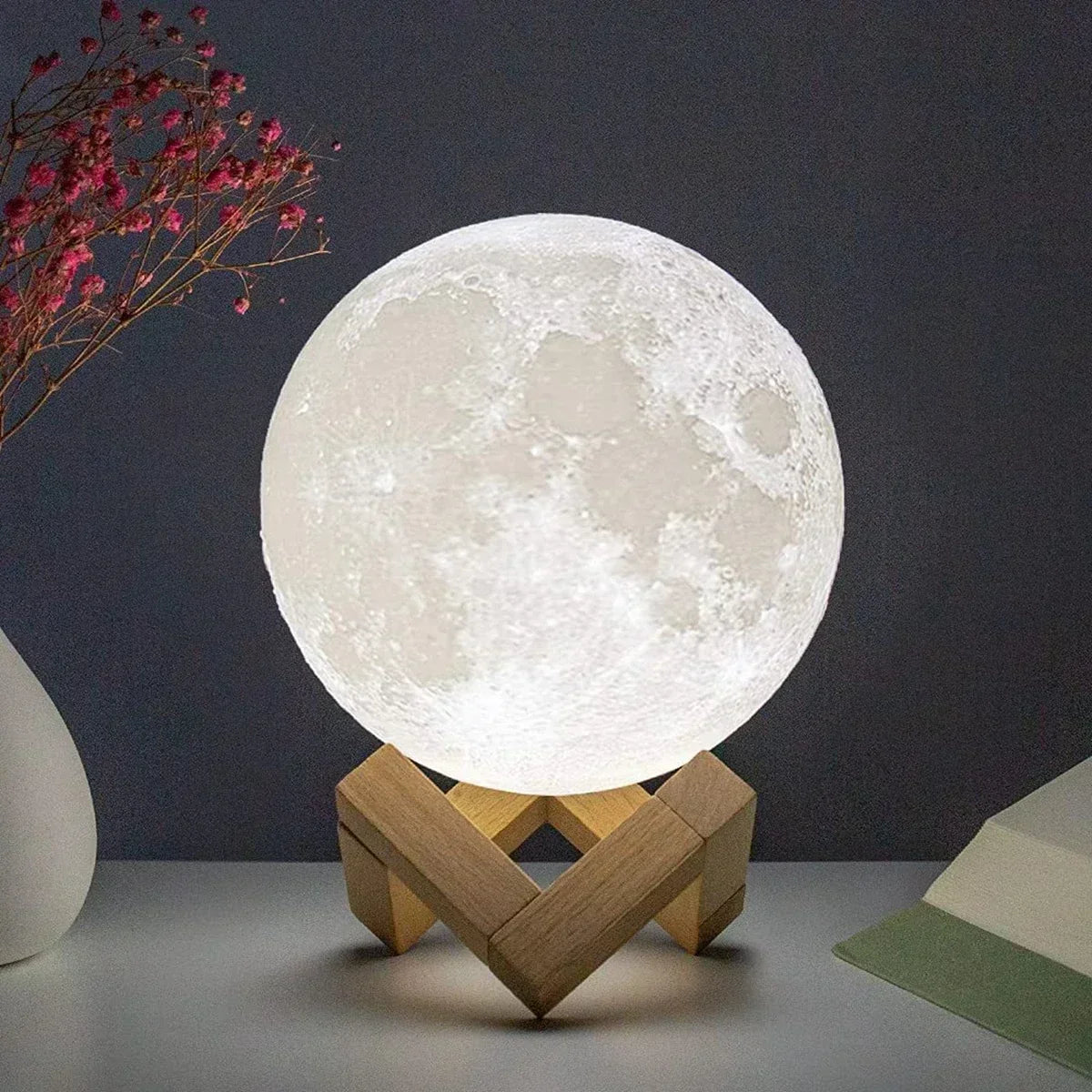 8cm (3.15 inch) Moon LED Night Light with Stand – Starry Bedroom Lamp