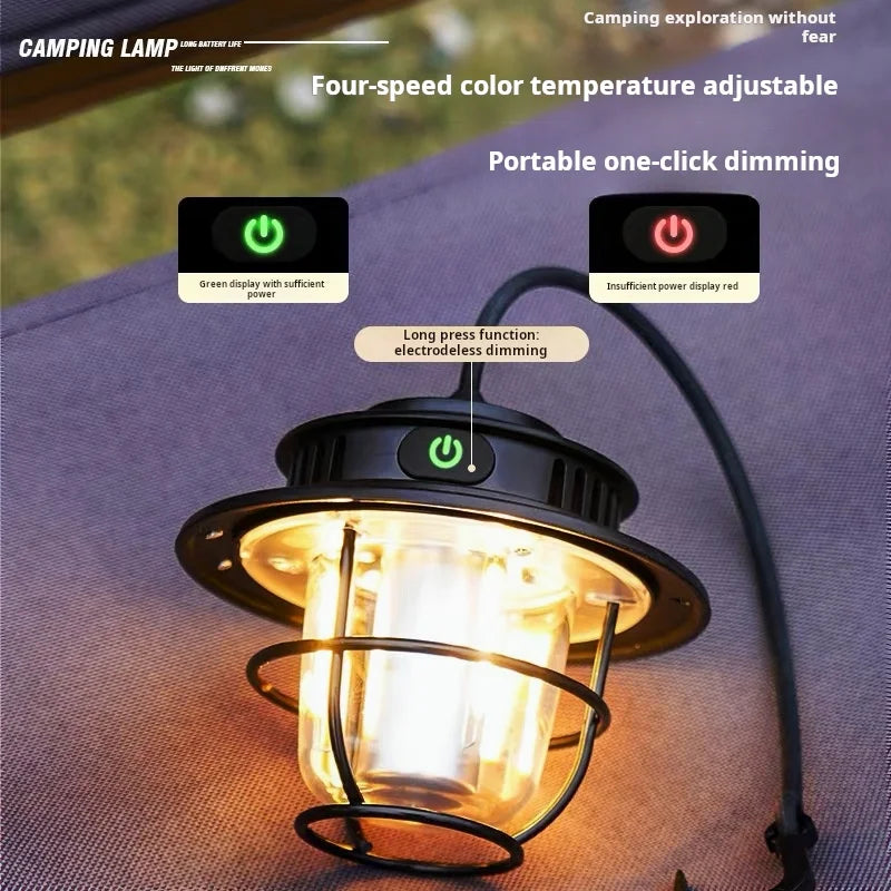 Retro LED Camping Lantern – Rechargeable & Waterproof
