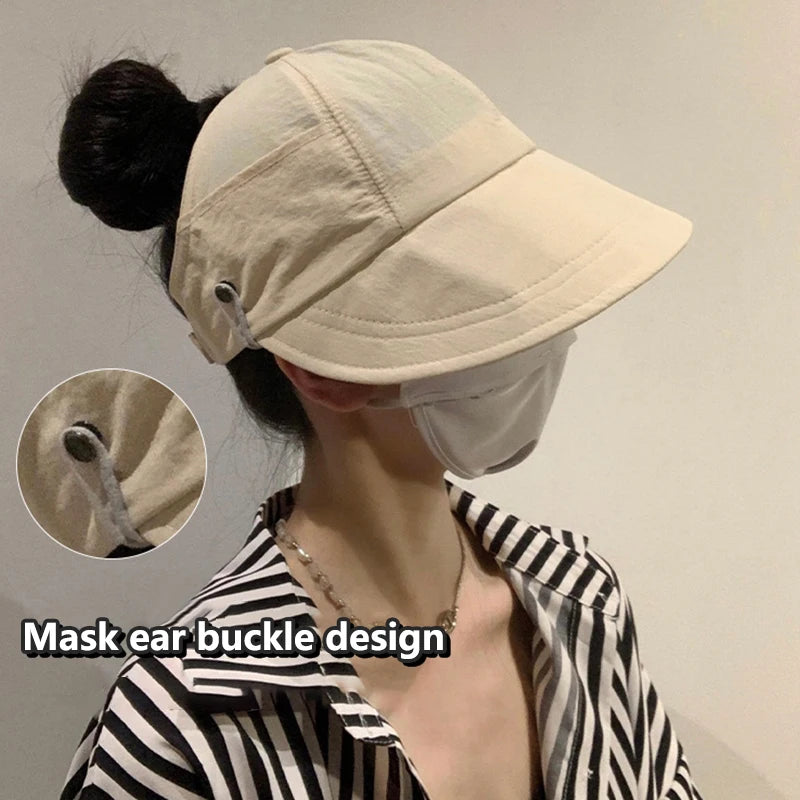 Foldable Wide Brim Sun Hat with Ponytail Slot