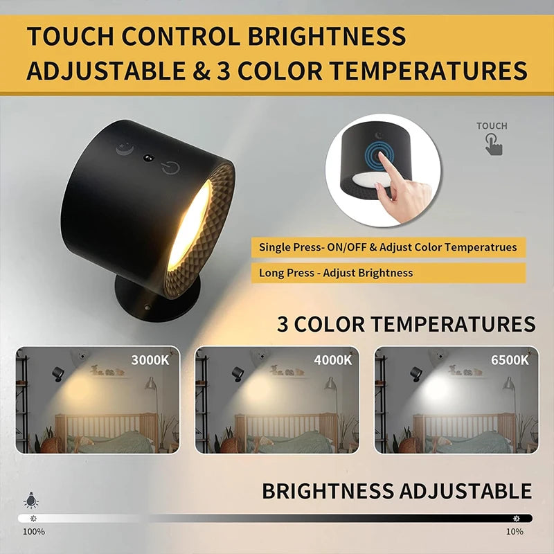 Dual Head LED Wall Lamp – Touch & Wireless