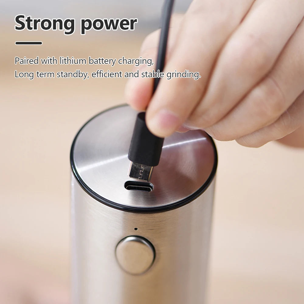 USB Rechargeable Electric Salt & Pepper Grinder with LED – One-Handed Spice Mill