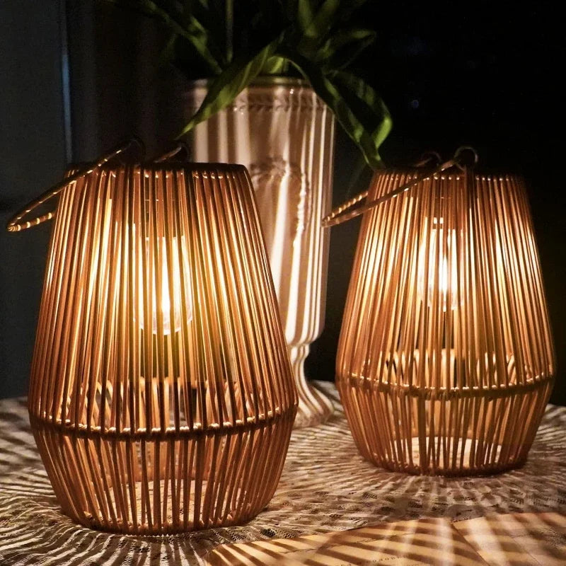 Handwoven Solar Lantern for Garden, IP65 Waterproof Outdoor Light