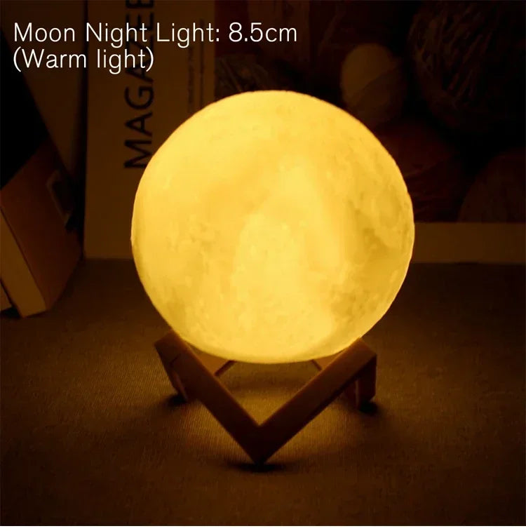 8cm (3.15 inch) Moon LED Night Light with Stand – Starry Bedroom Lamp