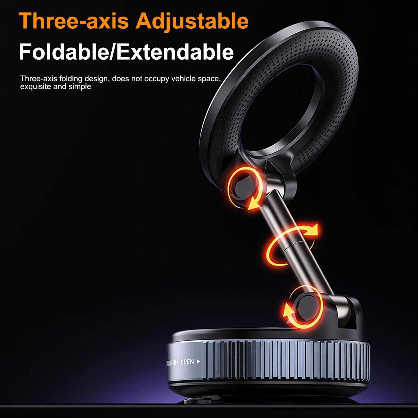 360° Magnetic Car Phone Mount with Foldable Design