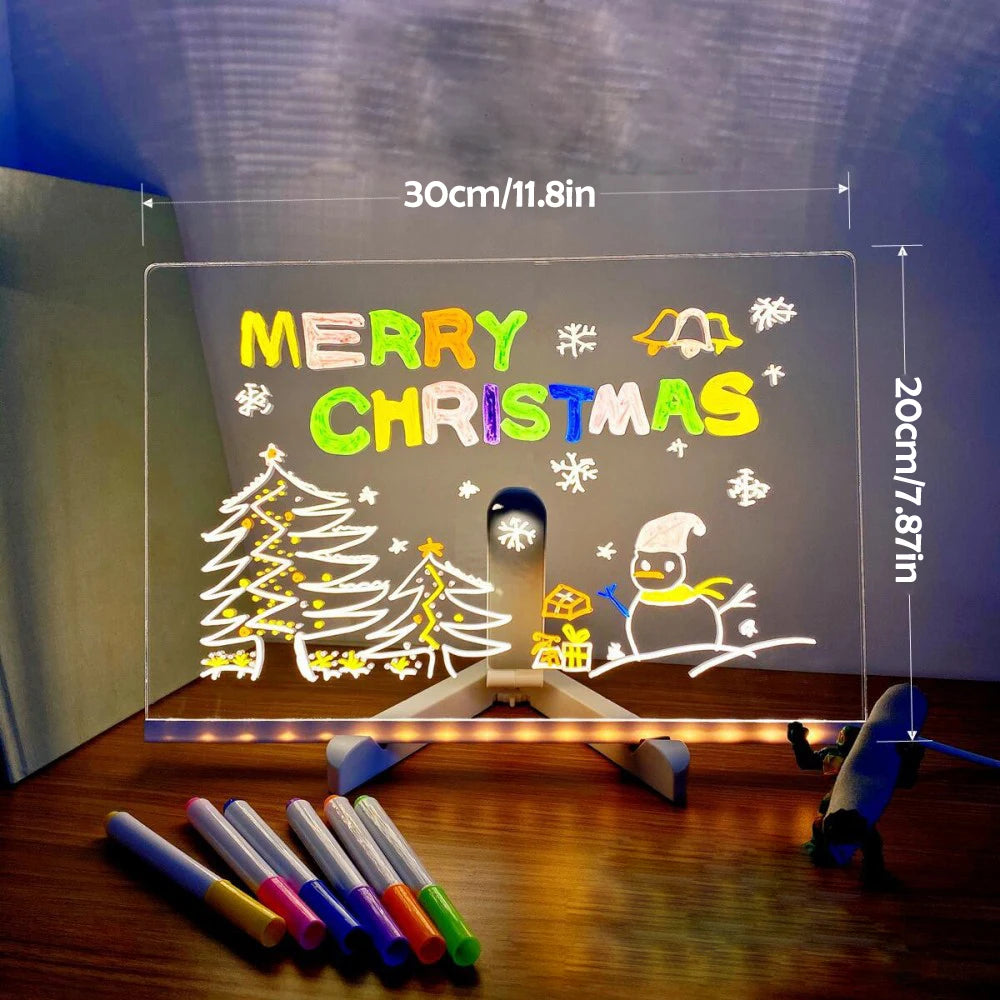 DIY LED Acrylic Note Board with 7 Pens | USB Message Board for Kids