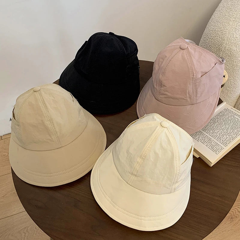 Foldable Wide Brim Sun Hat with Ponytail Slot