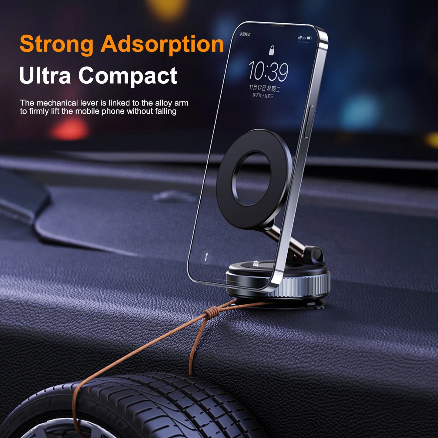 360° Magnetic Car Phone Mount with Foldable Design