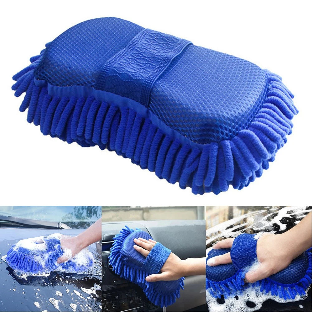 Chenille Microfiber Car Wash Mitt – Hand Strap Cleaning Pad