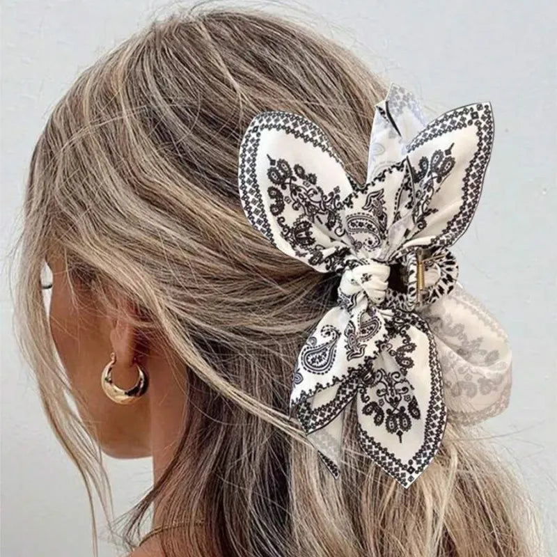 Double-Sided Butterfly Bow Hair Clip – Summer Cashew Pattern Claw Clip