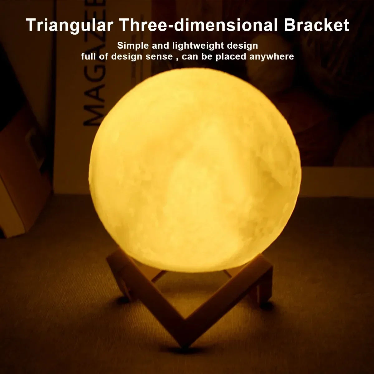 8cm (3.15 inch) Moon LED Night Light with Stand – Starry Bedroom Lamp