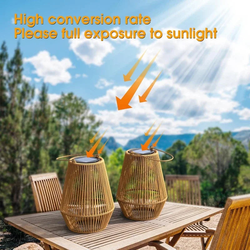 Handwoven Solar Lantern for Garden, IP65 Waterproof Outdoor Light