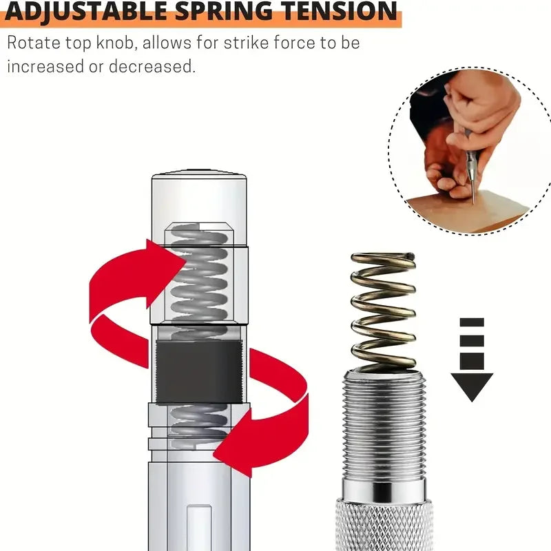 Spring-Loaded Auto Center Punch Tool for Wood & Metal