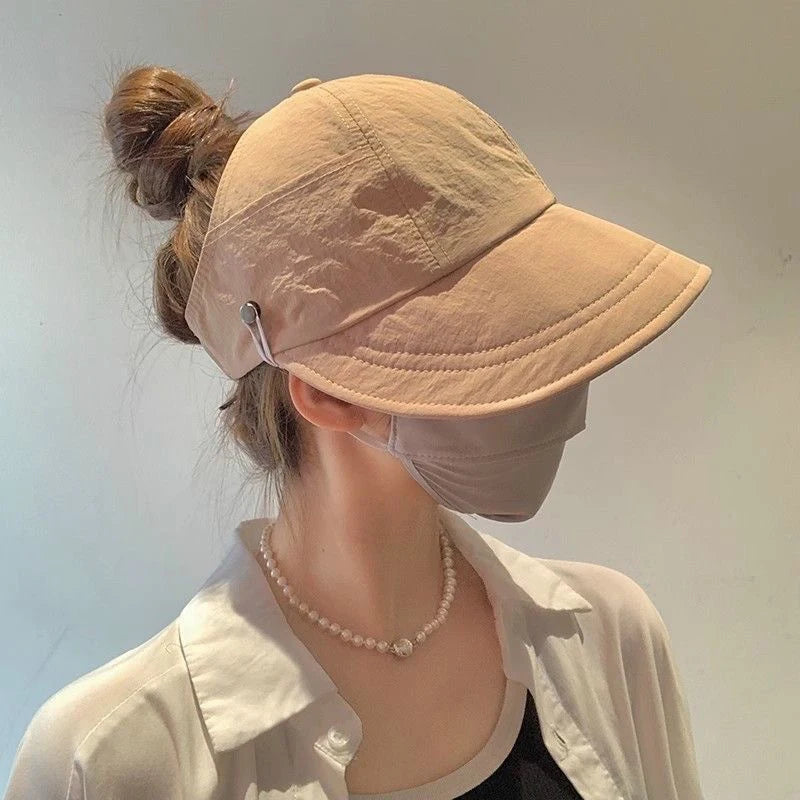 Foldable Wide Brim Sun Hat with Ponytail Slot