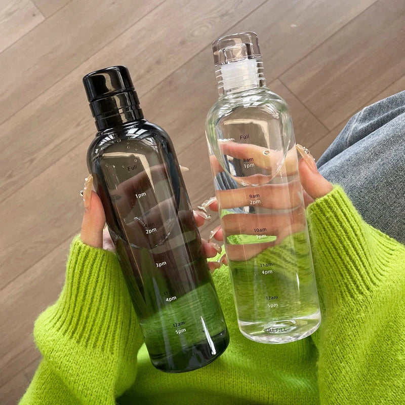 Portable Time Marked Water Bottle – 500ML/750ML Leakproof