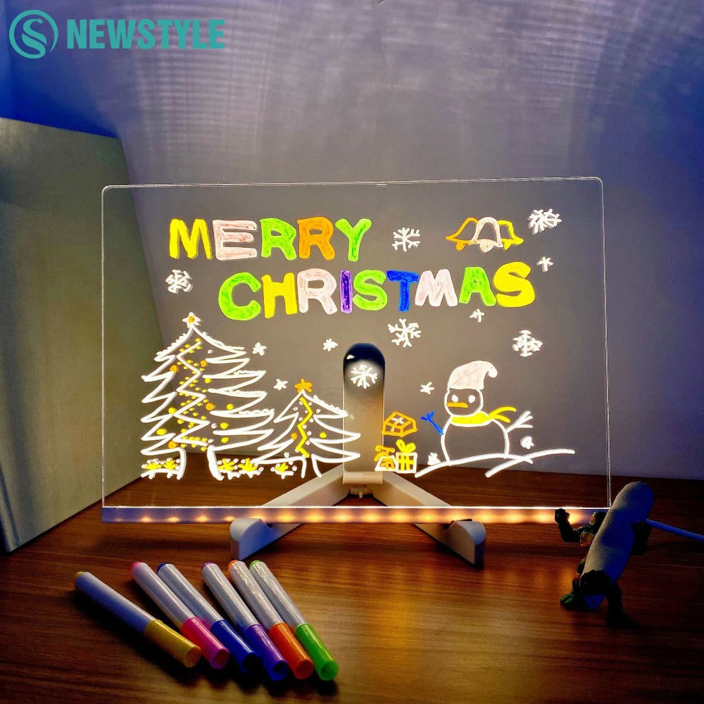 DIY LED Acrylic Note Board with 7 Pens | USB Message Board for Kids
