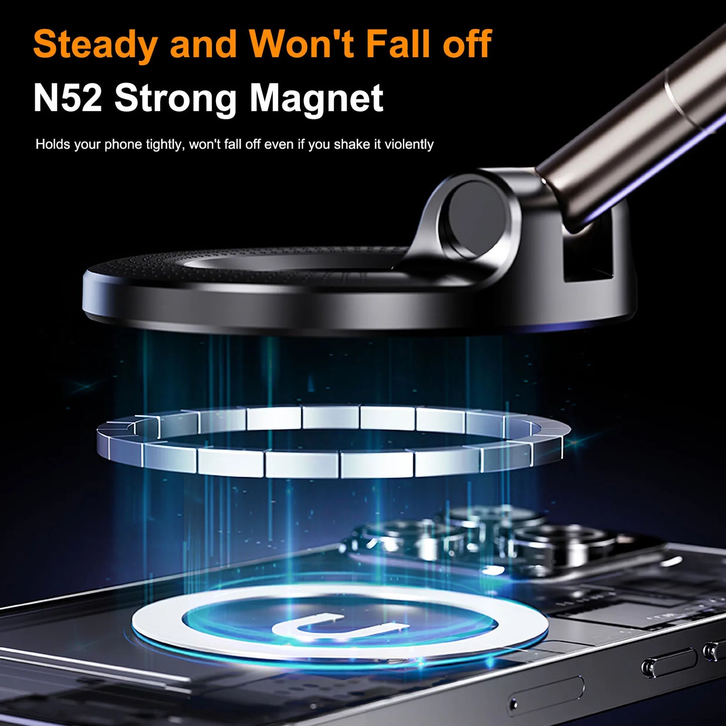 360° Magnetic Car Phone Mount with Foldable Design