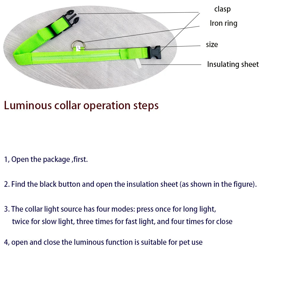 LED Nylon Dog Collar – Night Safety Glow for Dogs