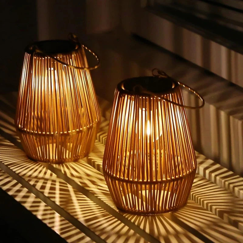 Handwoven Solar Lantern for Garden, IP65 Waterproof Outdoor Light