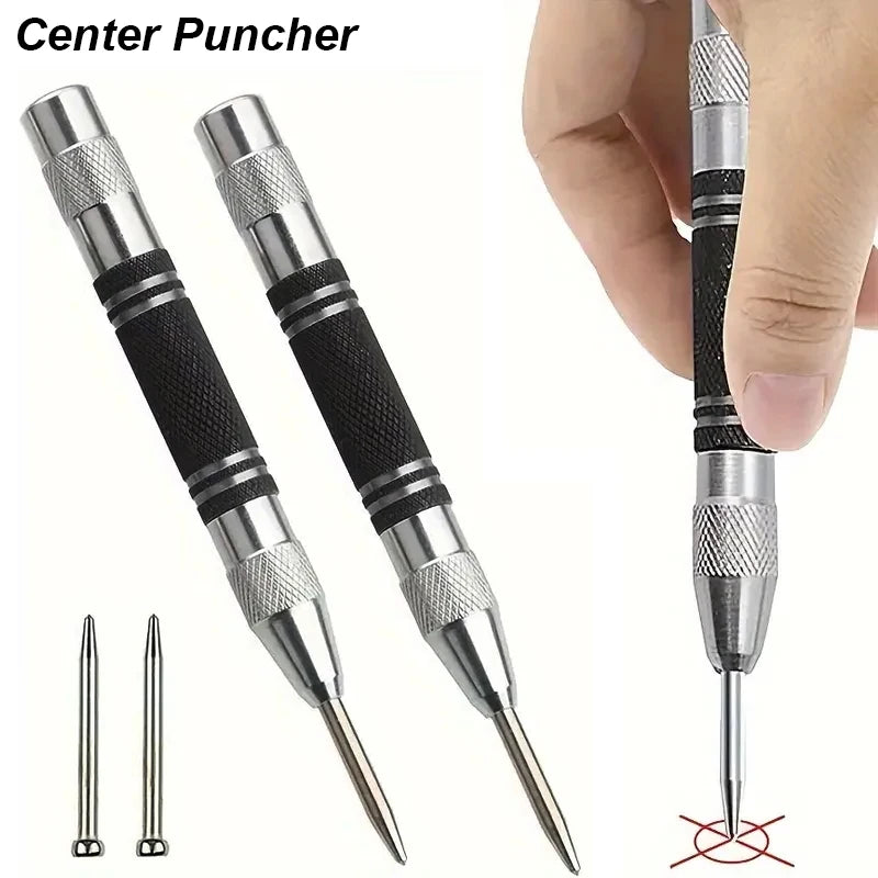 Spring-Loaded Auto Center Punch Tool for Wood & Metal