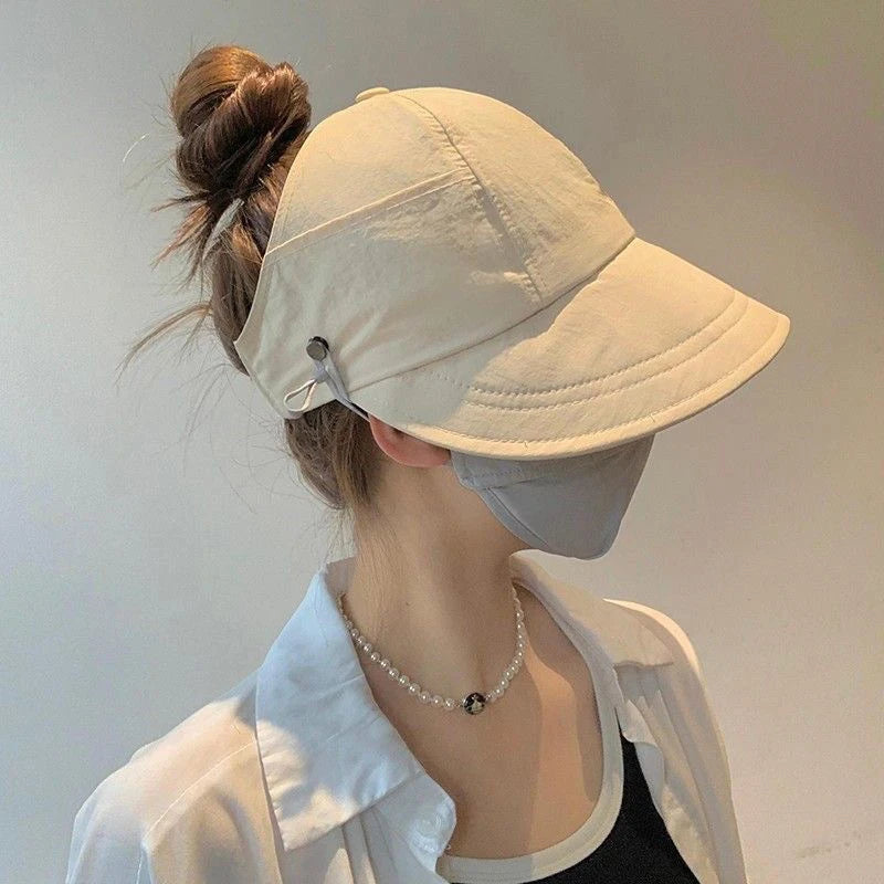 Foldable Wide Brim Sun Hat with Ponytail Slot