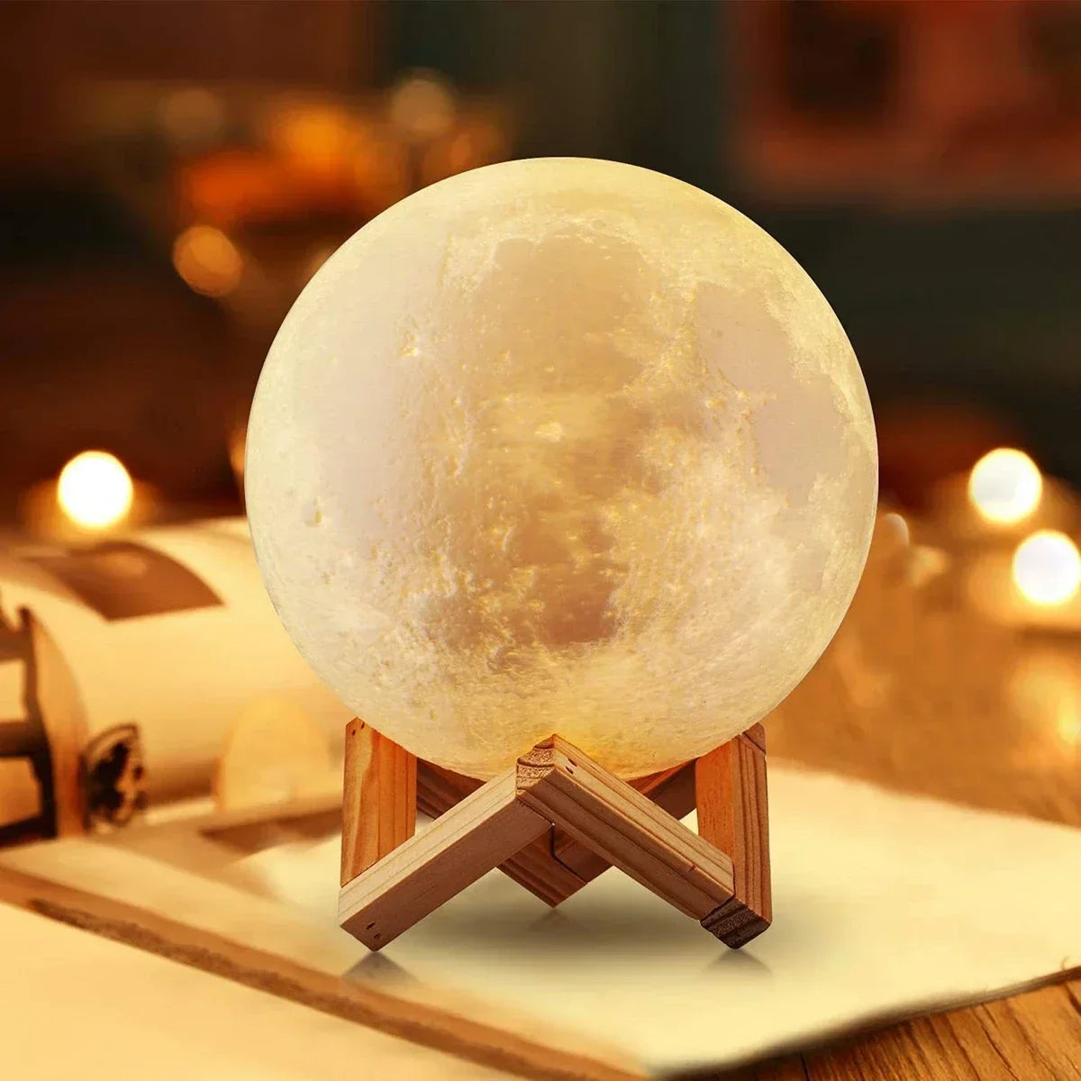 8cm (3.15 inch) Moon LED Night Light with Stand – Starry Bedroom Lamp
