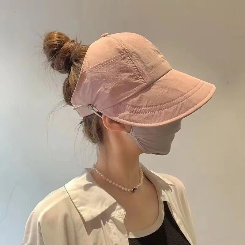 Foldable Wide Brim Sun Hat with Ponytail Slot