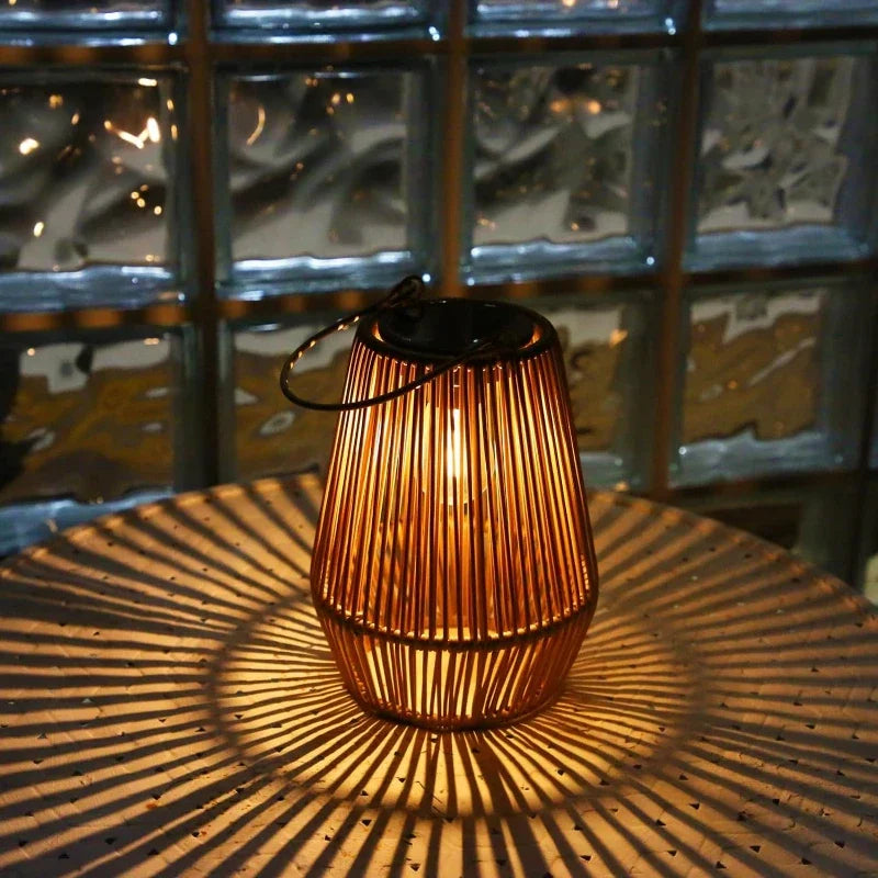 Handwoven Solar Lantern for Garden, IP65 Waterproof Outdoor Light