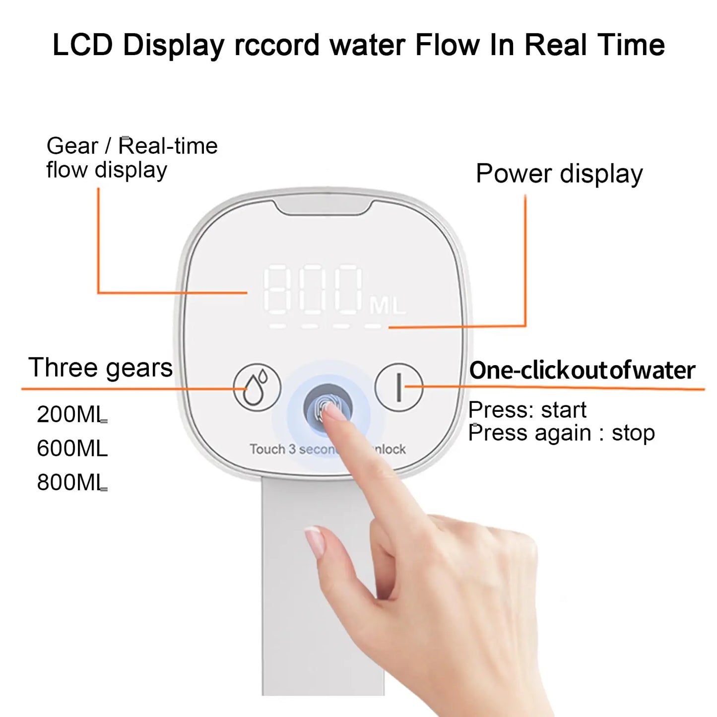Foldable Automatic Water Bottle Pump with Touch Display