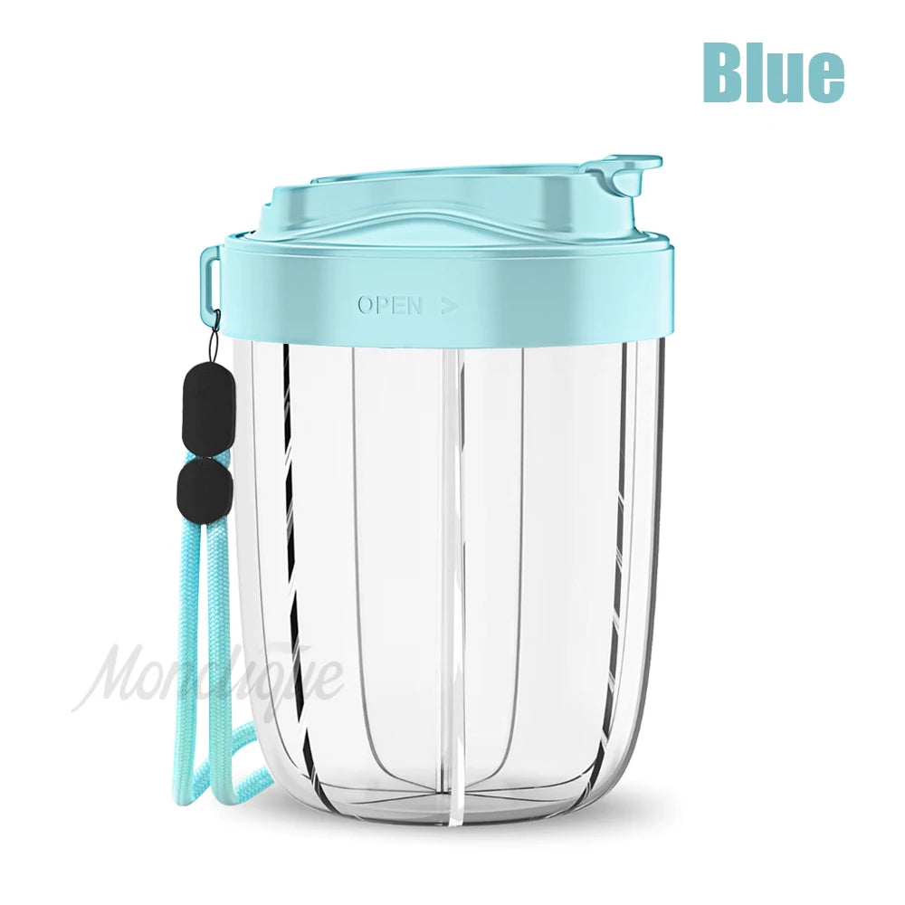 7-Grid Large Pill Organizer Bottle with Cup & Strap – Travel Supplement Holder