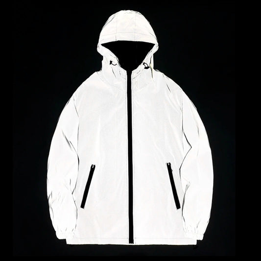 NEW Size Night Reflective Hooded Windbreaker Jacket – Waterproof Double Fabric for Men