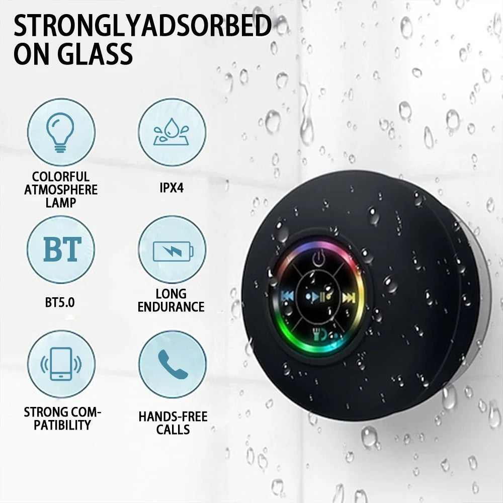 Waterproof Bluetooth Speaker with Suction Cup – Shower & Outdoor Use