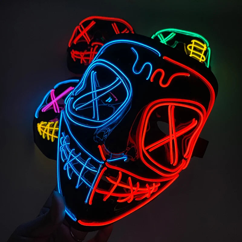 Wireless Halloween Neon LED Purge Mask – Glowing Masquerade Party Mask
