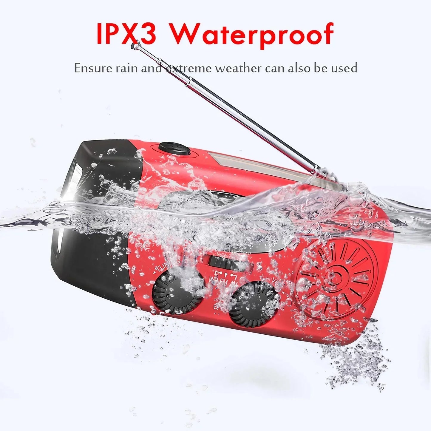STONEGO Emergency Hand Crank Radio with Solar & LED Light