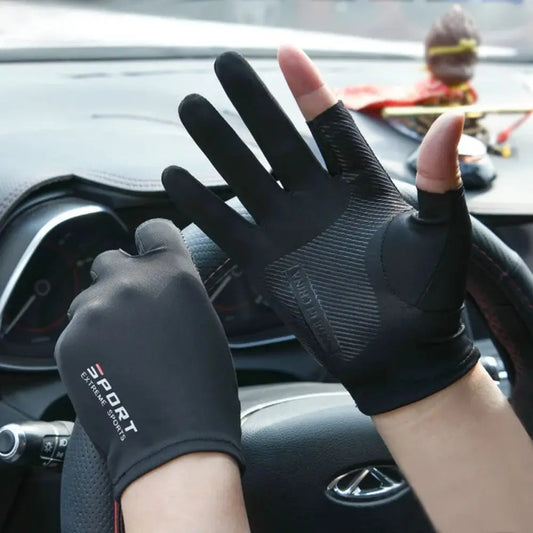 Ice Silk Half-Finger Gloves for Sports & Driving
