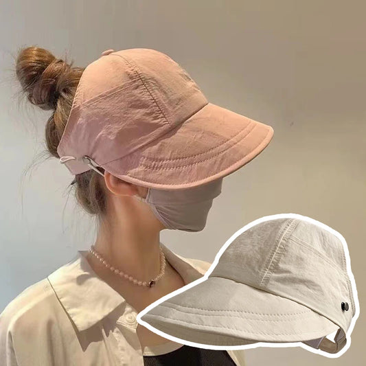 Foldable Wide Brim Sun Hat with Ponytail Slot