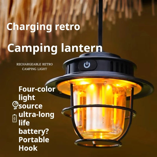 Retro LED Camping Lantern – Rechargeable & Waterproof