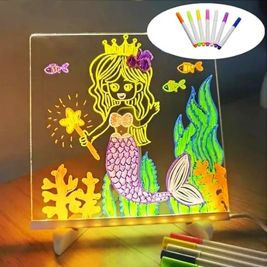 DIY LED Acrylic Note Board with 7 Pens | USB Message Board for Kids