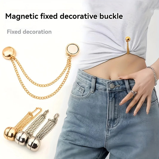 4Sets Magnetic Clothing Clips with Chain – No-Sew Scarf & Shawl Fixer