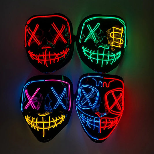 Wireless Halloween Neon LED Purge Mask – Glowing Masquerade Party Mask