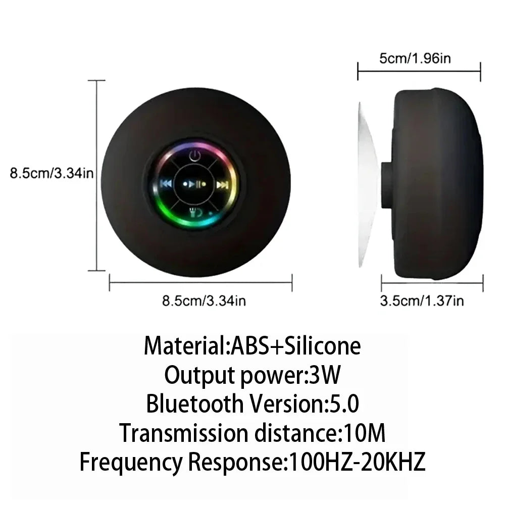 Waterproof Bluetooth Speaker with Suction Cup – Shower & Outdoor Use