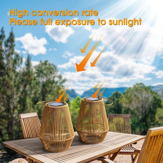 Handwoven Solar Lantern for Garden, IP65 Waterproof Outdoor Light