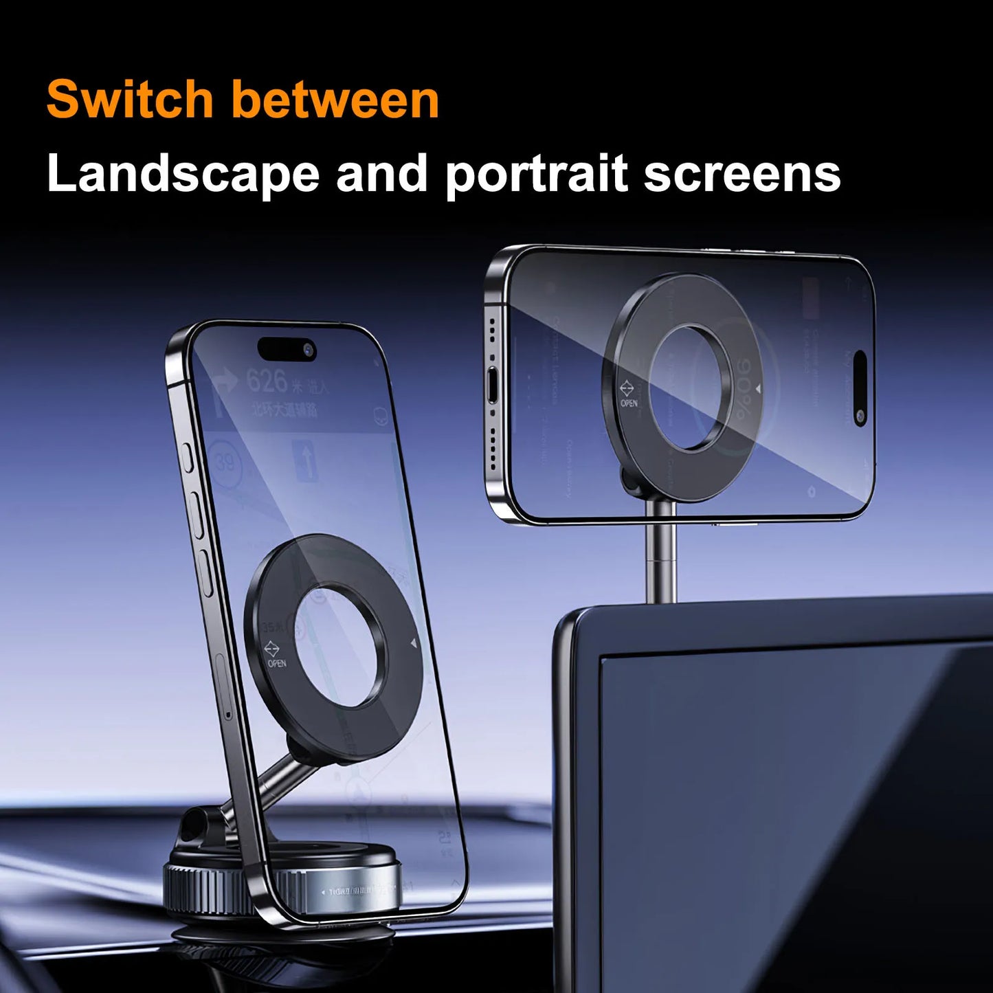 360° Magnetic Car Phone Mount with Foldable Design