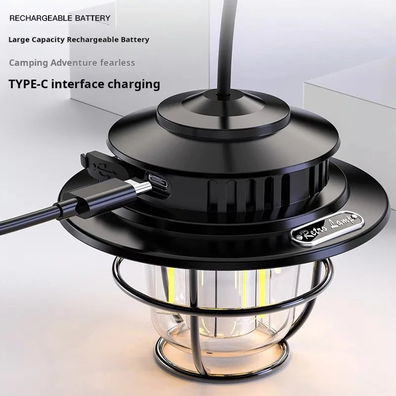 Retro LED Camping Lantern – Rechargeable & Waterproof