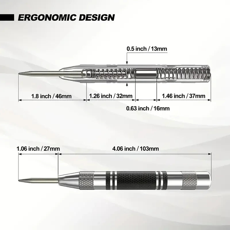 Spring-Loaded Auto Center Punch Tool for Wood & Metal