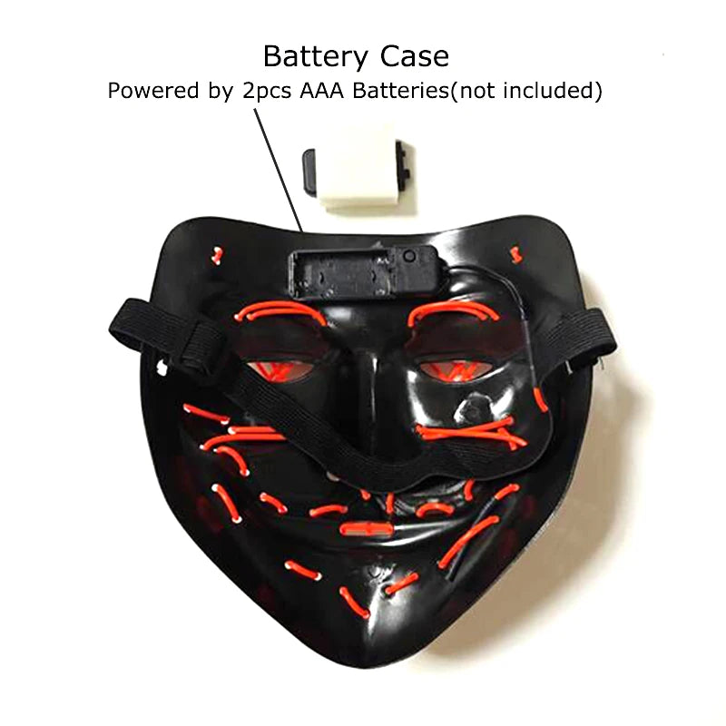 Wireless Halloween Neon LED Purge Mask – Glowing Masquerade Party Mask